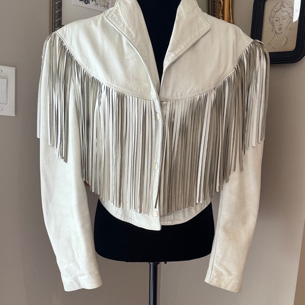 White Fringe Leather Jacket